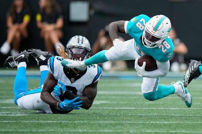 Bryce Young, Rico Dowdle help Panthers rally from 17 points down to beat Dolphins 27