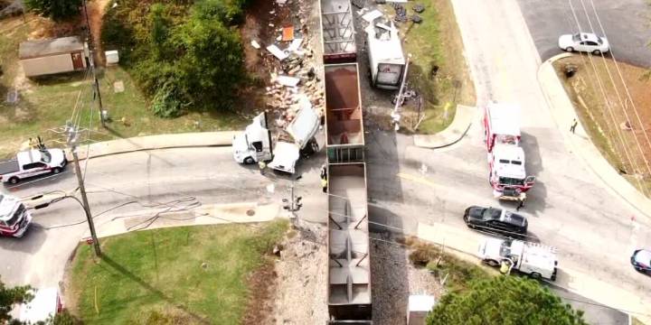 ‘Boom! Blew up right there’: Train slammed into semi in Grovetown, railroad back open