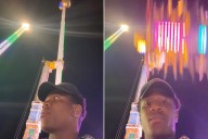 Man Appearing to Stand Dangerously Close to Swinging Carnival Ride Terrifies Followers (Exclusive)