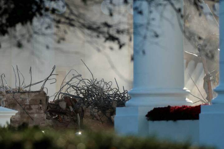 Entire White House East Wing demolished as Trump moves forward with ballroom construction