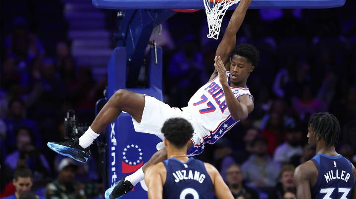 76ers’ VJ Edgecombe slams with authority in first game with Joel Embiid
