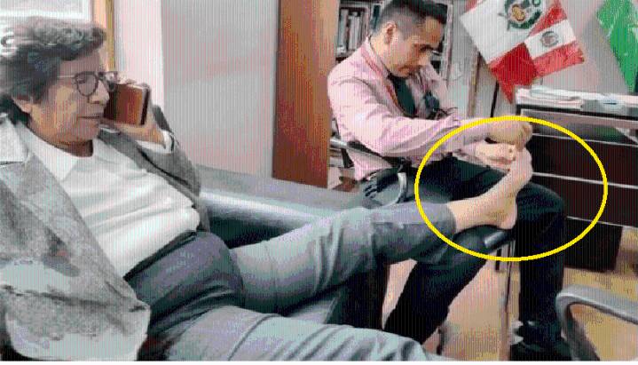 Asesor de la congresista Lucinda Vásquez es captado cortándole las uñas en pleno horario laboral [VIDEO]