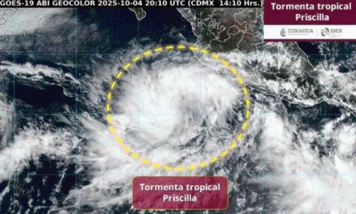 Tormenta tropical “Priscilla” amenaza con convertirse en huracán