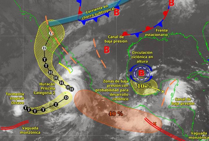 Clima en Guadalajara hoy: “Priscilla”, de categoría 2, traerá lluvias y cielo nublado