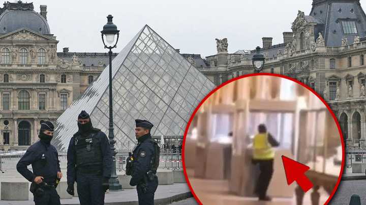 Shocking Video Shows Robber Sawing Through Glass Case During Louvre Heist