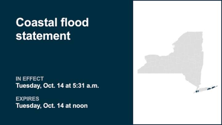 NY weather: Coastal flood statement affecting part of New York until Tuesday midday
