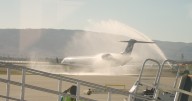 New American Airlines flight takes off from Santa Maria Airport