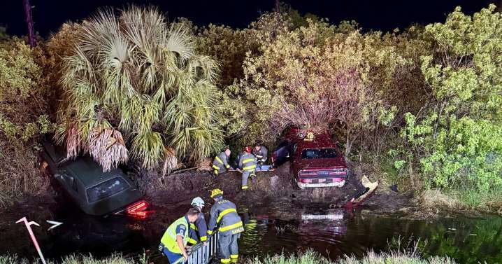 2 people rescued after cars plunge into St. Lucie County canal