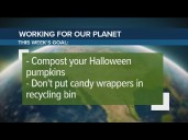 Compost Halloween pumpkins, avoid putting candy wrappers in recycling bins