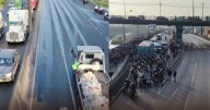 Derrame de petróleo genera tráfico en la Vía Evitamiento: bomberos retiran el material