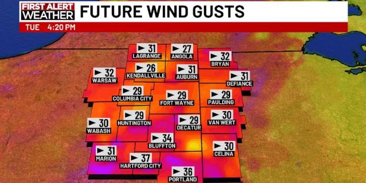 First Alert Forecast: Strong wind, cooler air Tuesday and Wednesday