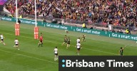 Walsh celebrates try with huge swan dive