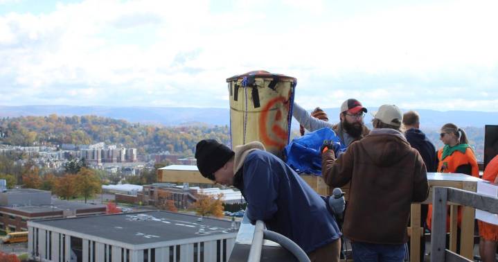 Hundreds of students test engineering skills at WVU’s 36th annual pumpkin drop