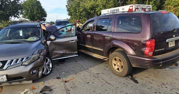 Female driver injured in two vehicle accident at entrance to Walmart