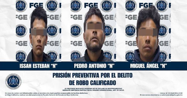 Dan prisión preventiva a tres sujetos por robo con violencia a tienda de abarrotes
