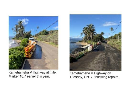 DOT completes repairs to erosion-damaged highway on Molokai