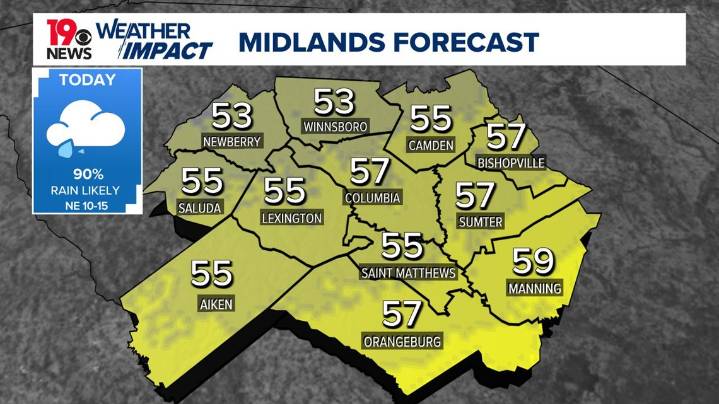 Weather impact: Rainy, cool start to the workweek