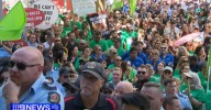 Thousands of workers protest outside SA parliament in call for better wages