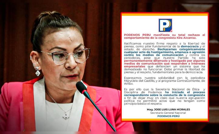 Congresista Kira Alcarraz será investigada por Podemos Perú tras agresión verbal a periodista