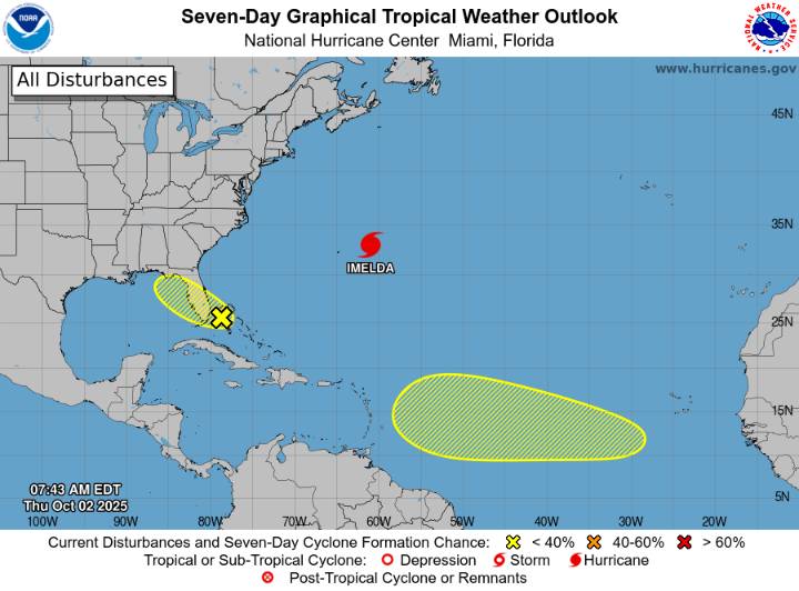 New tropical disturbances appear, including one near Florida
