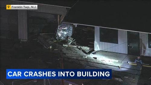 Car crashes through building in Franklin Township, New Jersey