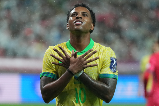 Estevao y Rodrygo firman dobletes y Brasil 5-0 aplasta a Corea del Sur en amistoso