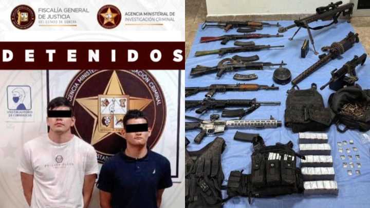 Aseguran Armas Largas, Dosis de Droga y Detienen a 2 Sujetos en Ciudad Obregón