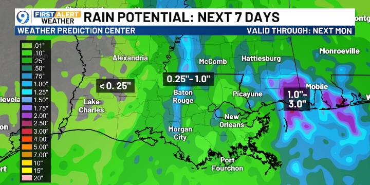 Wet weather to start the workweek