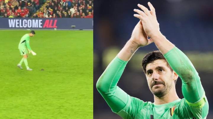 El surrealista momento en el que Thibaut Courtois intenta atrapar una rata durante el Gales