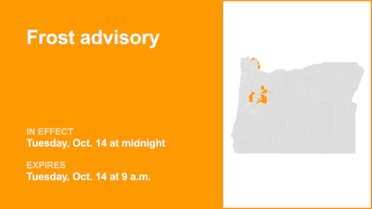 Frost advisory affecting Oregon Tuesday – temperatures at a low of 33