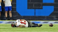 Buccaneers star carted off field after brutal crash landing
