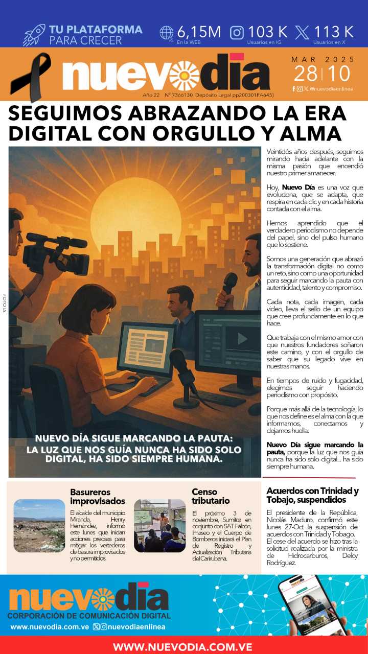 Portada martes 28 de octubre de 2025