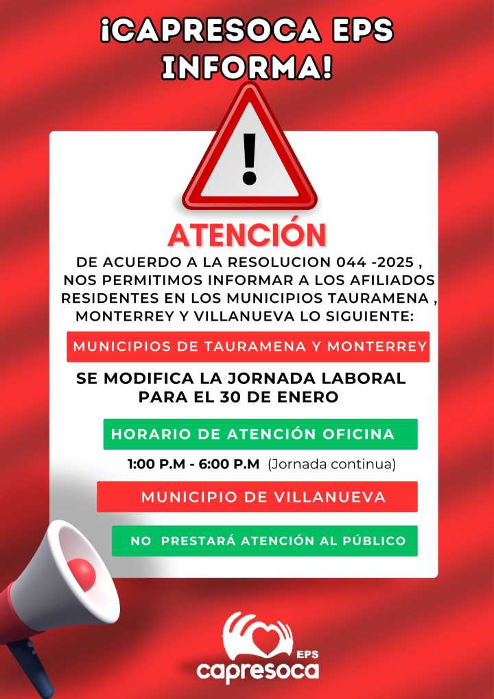 Capresoca modifica horarios de atención por cortes de energía al sur de Casanare