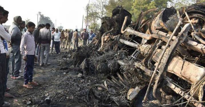 Bus collision blaze kills at least 20 in southern India