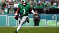 Jalen Hurts fumbles on tush push, officials wrongly rule forward progress stopped