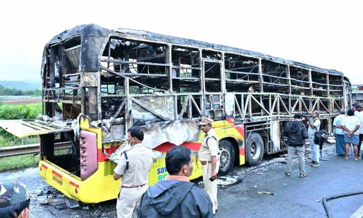 Telangana transport dept inspects private buses after Kurnool bus tragedy