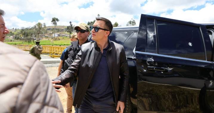 Noboa denuncia intento de asesinato en caravana: “Lanzaron piedras y hay signos de bala”