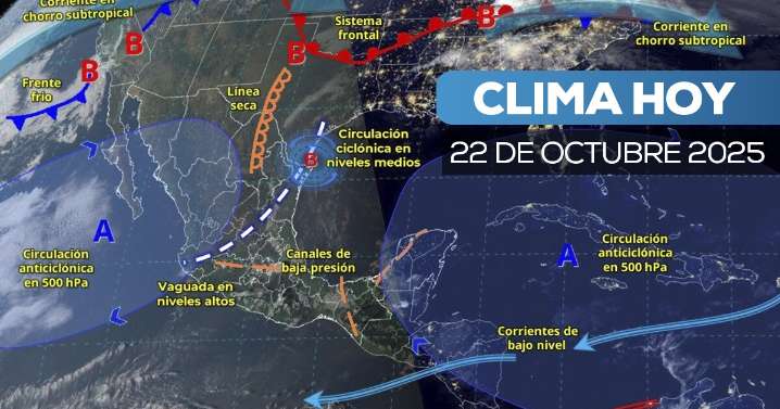 Así estará el clima este 22 de octubre: lluvias, frío y fuertes rachas de viento en varios estados
