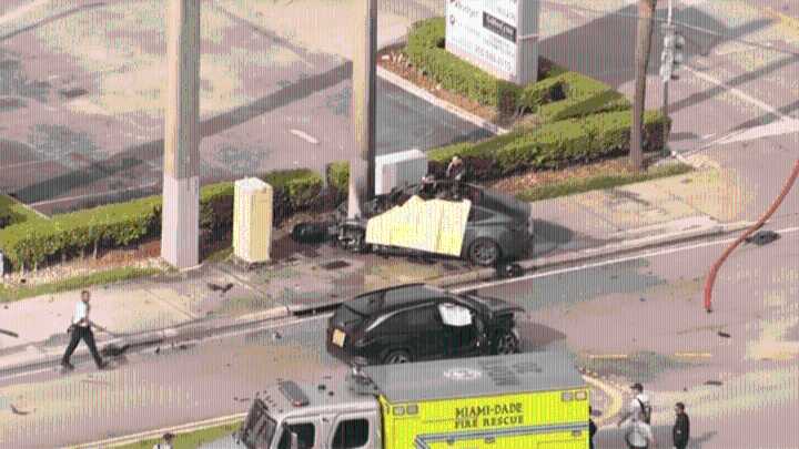 Driver killed, person hospitalized after fiery crash in North Miami Beach