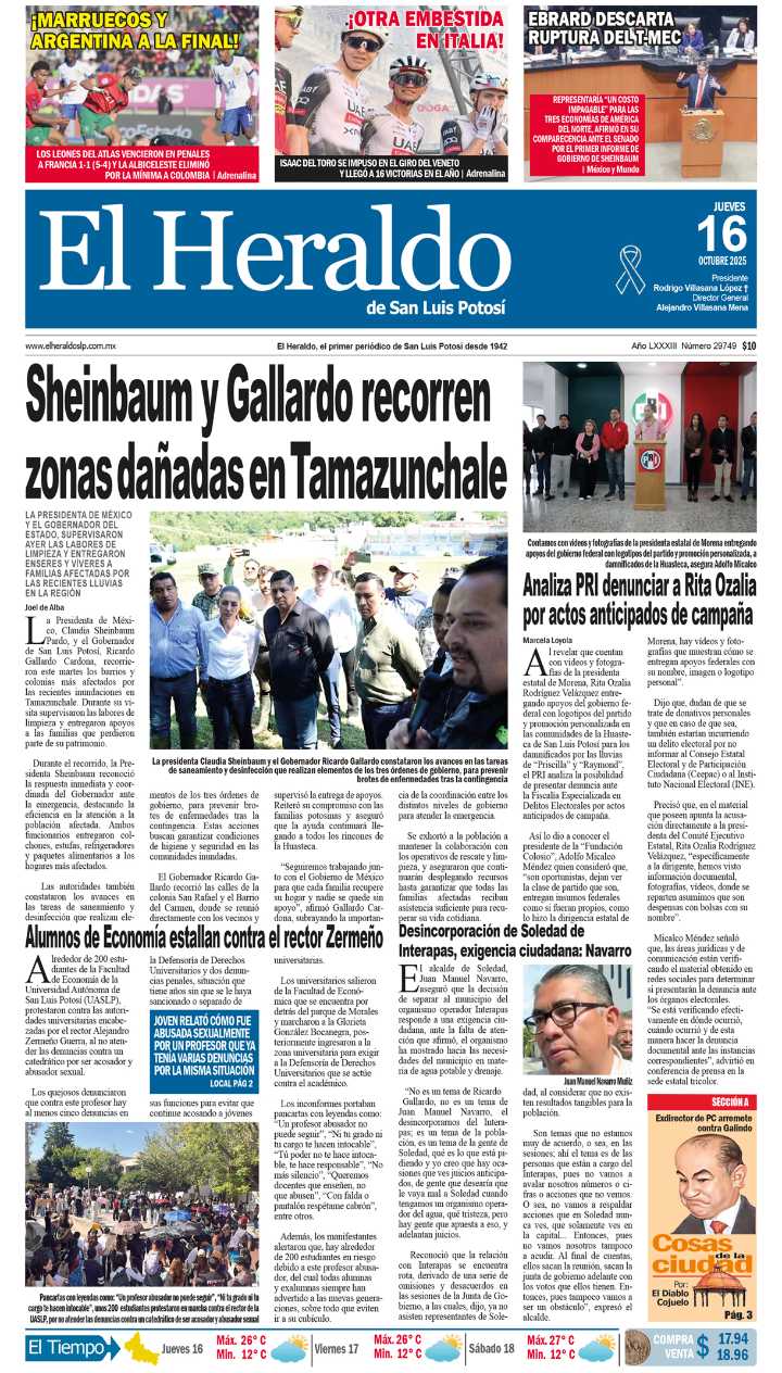 Edición impresa 16 de octubre de 2025