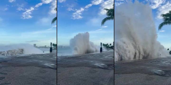 Alertan por efectos del huracán Priscilla en Puerto Vallarta: se registran olas de hasta 4 metros de altura