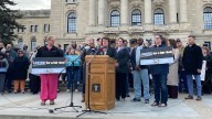 Dozens of Sask. health-care workers rally for contract, better working conditions