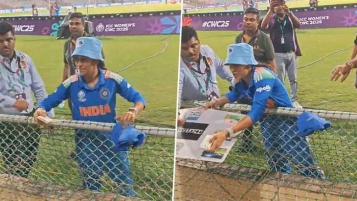 Cricket Jemimah Rodrigues Signs Autographs For Fans As They Sing ‘Jemi Meri Jaan’ After India Women’s Victory Against New Zealand Women in ICC Women’s World Cup 2025 (Watch Video)