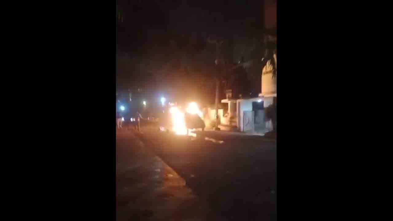 Car Completely Burnt After Firecracker Explosion In Hyderabad