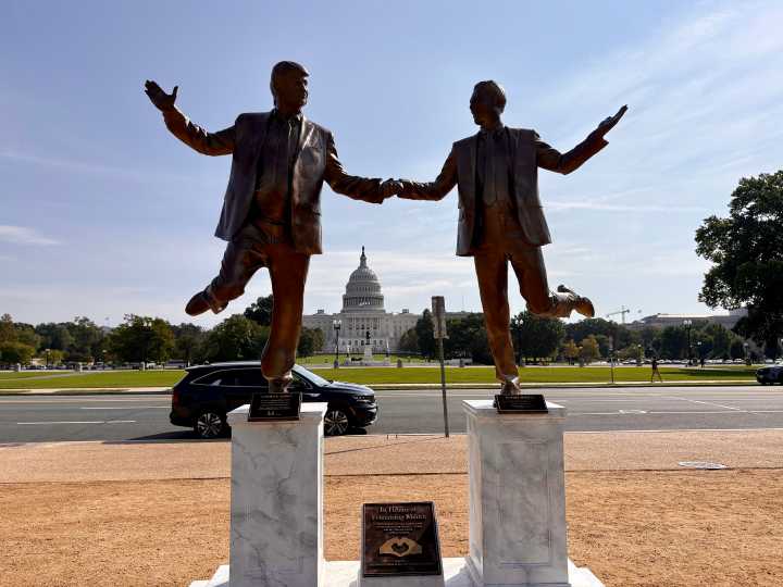 Statue of Trump and Epstein returns to National Mall