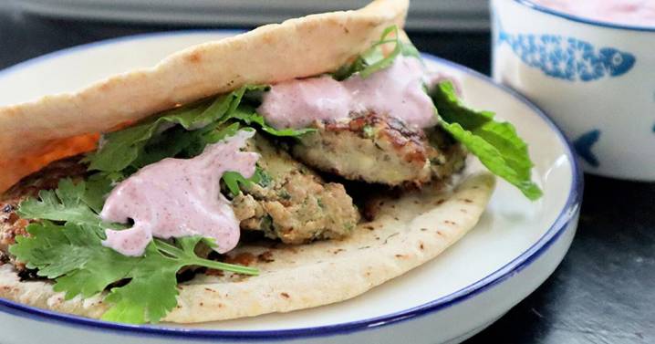 Colorful sumac sauce levels up turkey and zucchini meatballs