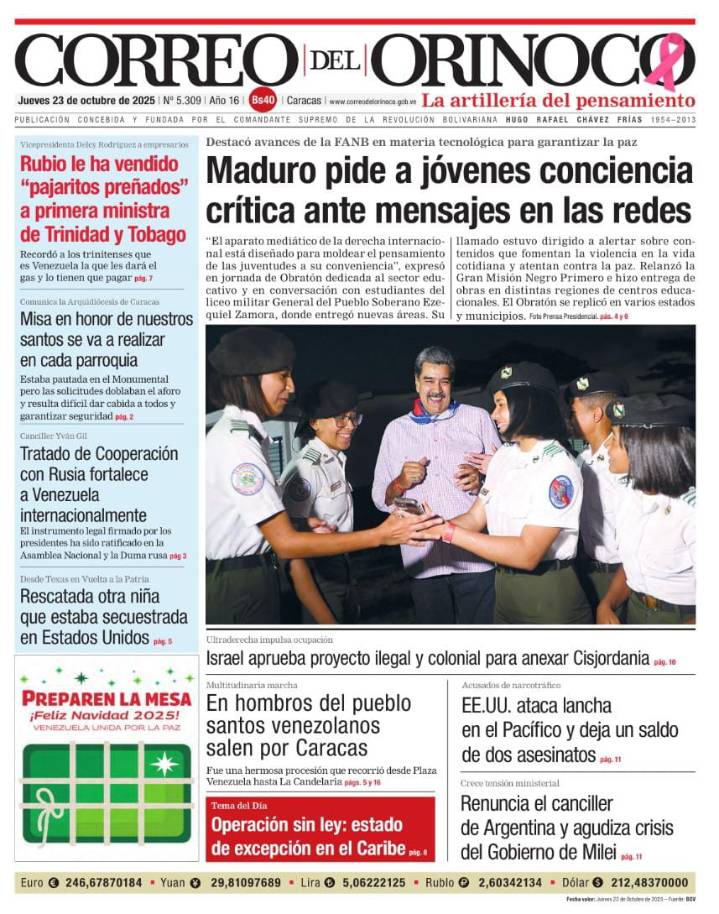 Edición Impresa Correo del Orinoco N° 5.309