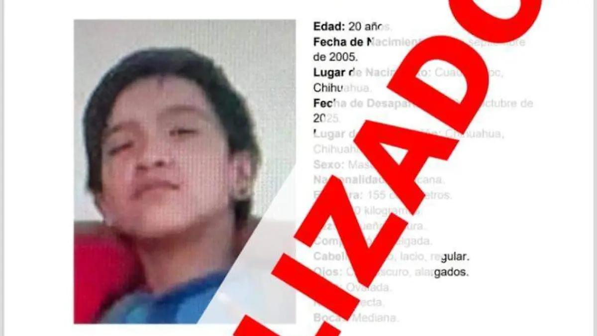 Localizan sano y salvo a joven reportado como ausente en la colonia Madera 65