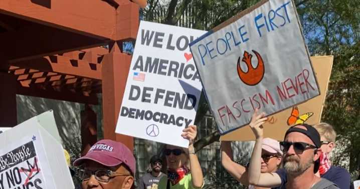 'No Kings' protest draws thousands to Downtown Las Vegas