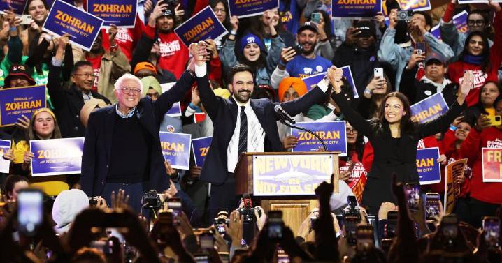 New York mayoral candidate Zohran Mamdani rallies voters with support from Bernie Sanders and AOC